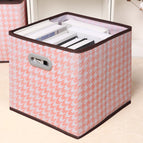 Houndstooth pink double-sided handbag with lid and drawer (plastic buckle) / Large size (28*28*28cm)