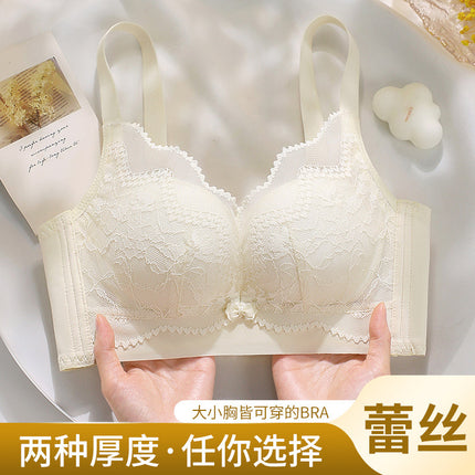 Lace Wire-Free Hole Cup Underwear for Women, Anti-Sagging Adjustable Medium-Thick Cup Warm Bra Push-Up Delivery