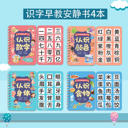 Literacy Early Education Quiet Book for Young Children Aged 3-6 Years Old Literacy Enlightenment Paste Tear-Off Book Educational Toys