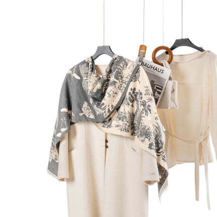 The Da Vinci Code Fashion Secret Garden Double-Sided Scarf Office Nap Ladies Warm Shawl Imitation Cashmere