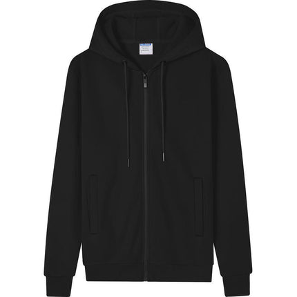 Autumn and Winter Fleece-Lined Zip-Up Hoodie Sweatshirt Unisex Workwear Long-Sleeve Jacket Casual Versatile with Logo Design