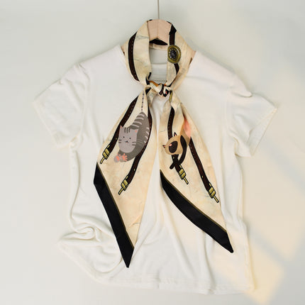2025 European and American-style Beveled Silk Scarf Cross-border Silk Cashew Dot Long High-end Ribbon Scarf Women's Belt