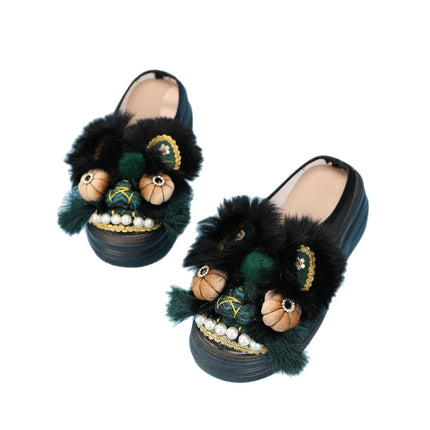 Retro Tiger Head Shoes Spring New Flat Chinese Style Intangible Cultural Heritage Handmade Tiger Head Shoes New Chinese Style Embroidered Slippers for Home