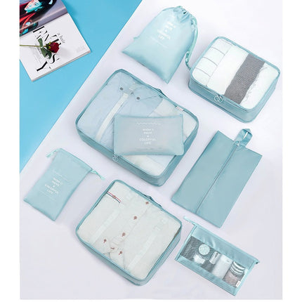 Hot Selling Clothes Finishing Storage Bag Nine-Piece Suit Large Capacity Luggage Case Multi-Size Travel Supplies Storage Bag