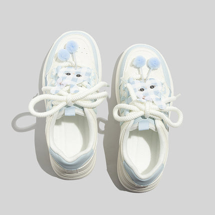 Cute Thick-Soled Versatile White Shoes for Women with Design Sense 2025 Spring and Summer New Sports and Casual Shoes Heightening Leather Panel Shoes