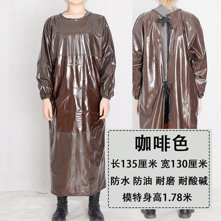 Beef tendon thickened long-sleeved overcoat waterproof oil-proof wear-resistant acid and alkali-resistant apron slaughter house Stone reverse dressing