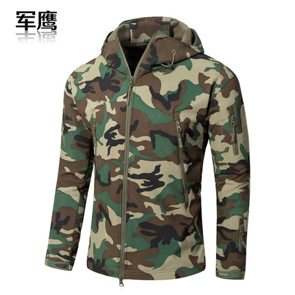 2026 Cross-Border Military Eagle Shark Skin Soft Shell Tactical Camouflage Jacket Men's Warm Breathable Wear-Resistant Military Fan Waterproof Jacket