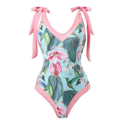2026 One-Piece Swimsuit Chiffon Long Skirt Set Printed Tie-Up Swimsuit Two-Piece Set Sexy Printed Bikini for Women