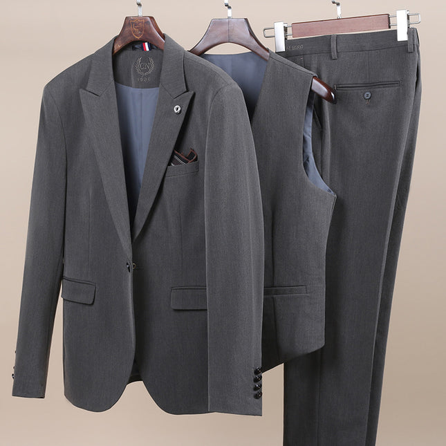 Men's Suit One-Button Three-Piece Set Wedding Groomsman Tuxedo Small Suit Men's Business Formal Wear