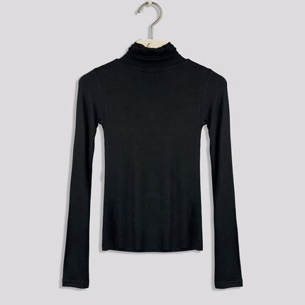 South Korea Dongdaemun New Sexy Chest Figure High Collar Tight Slimming All-match Long Sleeve T-shirt Women's Top
