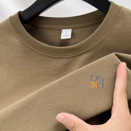 100 Cotton Long Sleeve T-shirt Men's 260g Heavy Crewneck Autumn New Joker Base Shirt Young Top