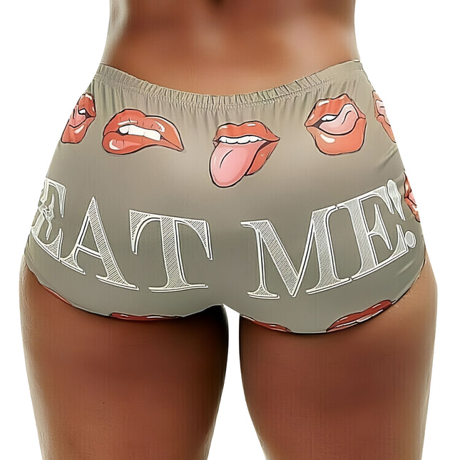TD2772 European and American Amazon Summer New Women's Tight Stretch Casual Shorts Lip Letter Printed Hot Pants