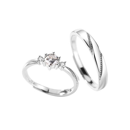 S925 Sterling Silver Love at First Sight Couple Ring Pair Japanese and Korean Simple Fashion Men and Women Drop Shipping