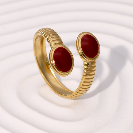 European and American Retro Temperament Simple Design Feeling Finger Ring Middle French High Feeling Gold-plated Geometric Stainless Steel Ring
