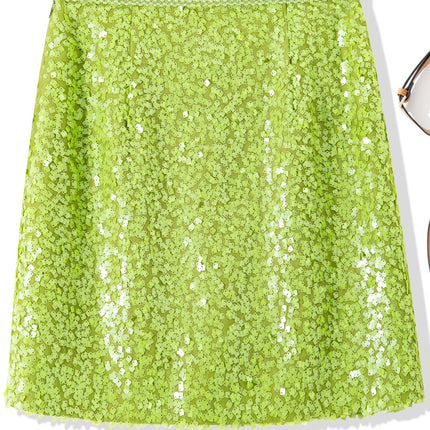 B2082 2025 spring women's new fashion sequin overskirt elastic waist figure dress