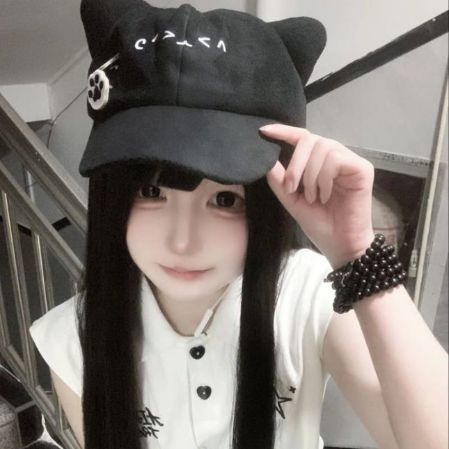 Asuka Same Style Hat EVA Cat Ear Hat Cartoon Cute Popular Versatile Peaked Cap Animation Two-dimensional