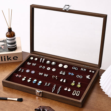 Walnut Jewelry Storage Box Ring Earrings Necklace Bracelet Box Solid Wood Large Capacity Anti-Oxidation Jewelry Display Box