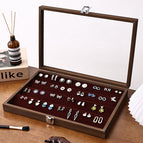 Walnut interior burgundy jewelry box [4-layer earrings]