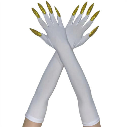 48cm European and American Fashion Halloween Gloves Long Nails Ghost Claw Gloves Long Performance Props Costume Black Red Claw