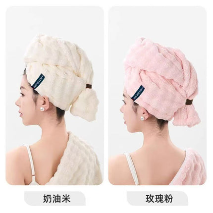 Cross-Border New Dry Hair Cap Bubble Velvet Strong Water Absorption Quick Drying Turban Household Shampoo Towel Thickened Shower Cap Wholesale
