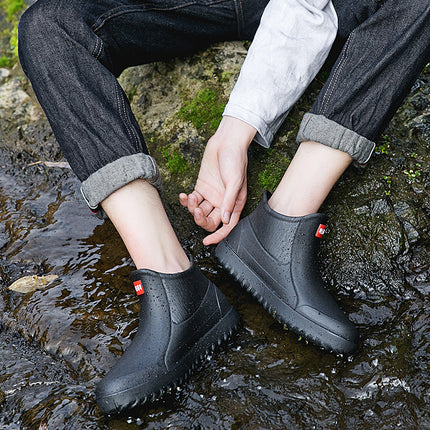 Southeast Asian Men's Rain Boots Short-Tube Outdoor Off-Road Fishing Shoes Kitchen Work Waterproof Rubber Shoes Overshoes Non-Slip and Wear-Resistant