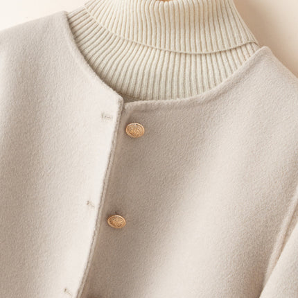 Wool Double-Sided Tweed Coat Commuter Elegant Women's Autumn and Winter New Style Small Fashionable Fragrant Style Celebrity Coat