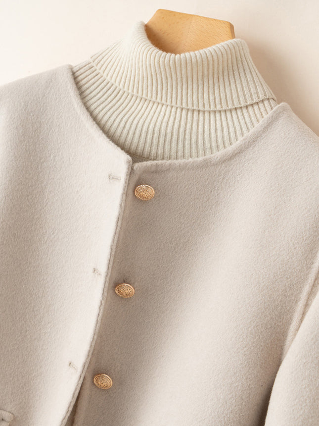 Wool Double-Sided Tweed Coat Commuter Elegant Women's Autumn and Winter New Style Small Fashionable Fragrant Style Celebrity Coat