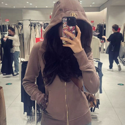 Lulu Original Scuba Cardigan Full Zipper Slim Long-Sleeved Hoodie Hooded Jacket Jacket Sweatshirt Women's Top
