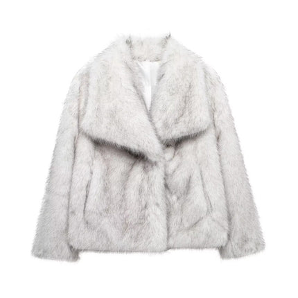 KAOPU ZA fur large lapel imitation fur coat short fashion imitation fox fur coat fluffy plush women's clothing