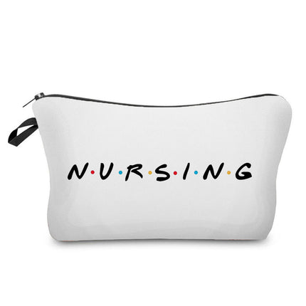 Trendy hot nurse English printing storage bag travel cosmetic bag creative fashion pencil case