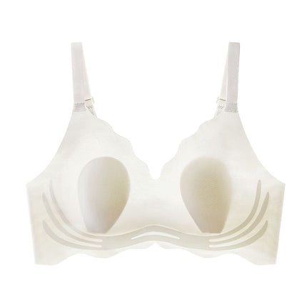 Rabbit Ear Bra for Women with Large Busts, Minimizing Effect, Vest-Style, Gathered, Wireless, Rabbit Ear Cup, Lift-Up Bra, Seamless, Thin Style
