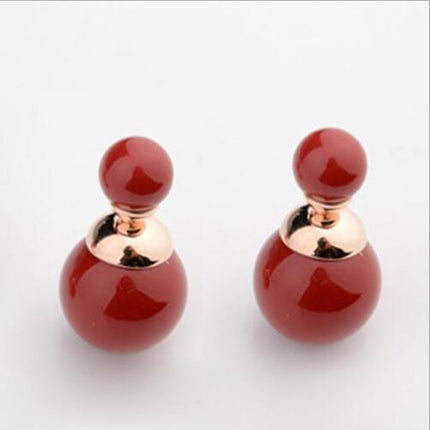 New Korean style star with fashion pearl earrings sweet temperament girl earrings double-sided pearl multi-wear method