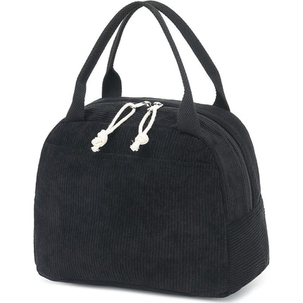 Cross-Border Corduroy Printed Portable Lunch Bag Travel Picnic Ice Bag Lunch Box Work Insulated Bag Lunch Box