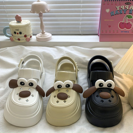 Eva Cartoon Big-Eyed Dog Girl 2026 Summer Outdoor Clogs Super Popular with a Stepping-On-Clouds Feel, Dual-Wear Thick-Soled Closed-Toe Slippers