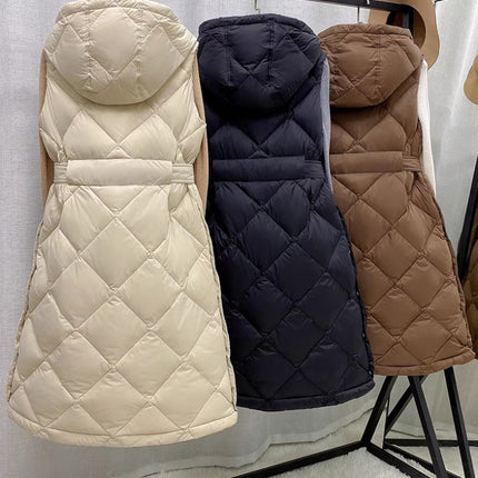 Good Quality Goods! Close Your Eyes and Enter~ Loose Slimming Look Stand-Up Collar Offset Printing Asymmetrical 90 White Duck down Vest for Women Winter