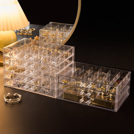 Jewelry Storage Box Large Capacity Multi-Layer Earrings Necklace Compartment Box Anti-Oxidation Drawer Acrylic Storage Box