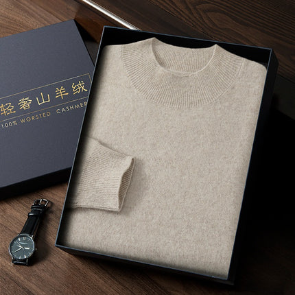Business Casual Base Autumn and Winter Knitwear New Loose Large Size Cashmere Knitwear Men's Half Turtleneck Men's Cashmere Knitwear