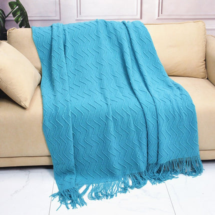 Knitted Blanket Scandinavian Pure Color Soft Maternal and Infant Grade Hotel Accessible Luxury Tassel Knitted Blanket Comfortable Office Nap Blanket