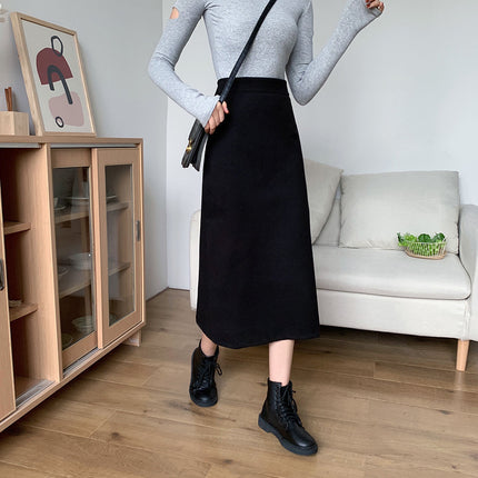 New high waist slimming A hip skirt 20 skirt women split 23 words plus size woolen autumn and winter chubby girl mid-length