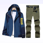 Men's blue jacket + military green pants / L