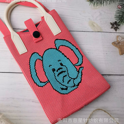 Girl's Heart-Shaped Knitted Crossbody Bag