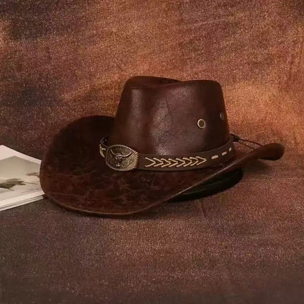 Solid Color Light Board Felt Western Cowboy Hat Outdoor Autum Hat Women's Simple French Hat Men's High-End