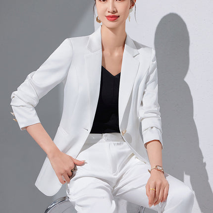 White Suit suit Women's Spring and Autumn Long Sleeve Korean Style Business Wear Temperament Goddess Fan Manager Dress Work Suit