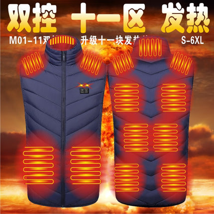 Cross-Border Popular Men's Stand-Up Collar Heating Vest Cotton Vest Electric Heating Vest USB Powered Intelligent Constant Temperature Heating Clothing