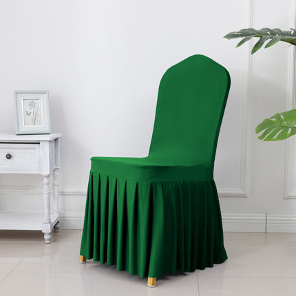 Chair Cover Thickened Stretch Pleated Skirt Dining Chair Cover Hotel Wedding Banquet Event Stool Cover Hotel Cloth