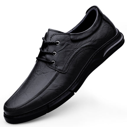 2024 spring new men's casual leather shoes first layer cowhide British lace-up business leather shoes soft leather office leather shoes