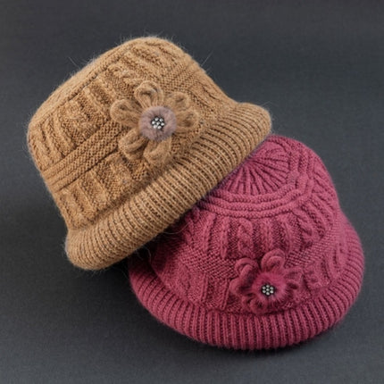 Middle-aged and elderly autumn and winter mother's hat scarf set fleece-lined thickened warm wool knitted hat women's basin hat winter