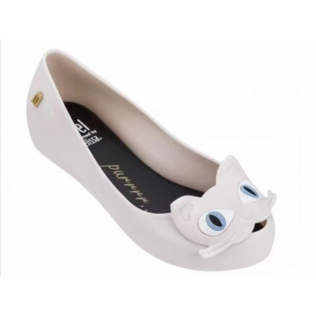 2026 New Model Brazilian Melissa Sandals for Women, Shallow Mouth Single Shoes, Cat Cartoon Soft Sole Jelly Shoes for Summer