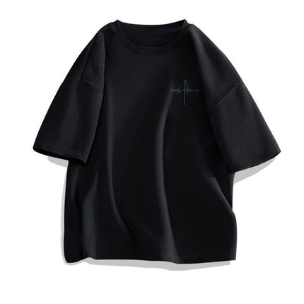 2026 Summer Combed Cotton Loose Short-Sleeve T-Shirt Unisex Trendy Brand Five-Quarter Sleeve Trendy Simple Printed Top