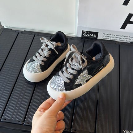 Girls' Board Shoes Sequin Star Low-top Board Shoes 2024 Spring and Autumn New Casual Boys' Lightweight Breathable sneaker Trendy